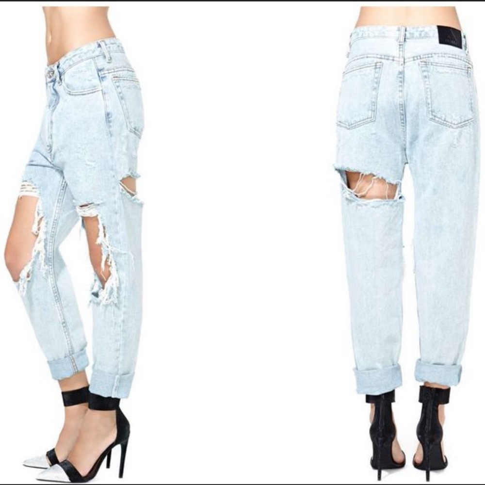 UNIF Light Blue Distressed Boyfriend Jeans